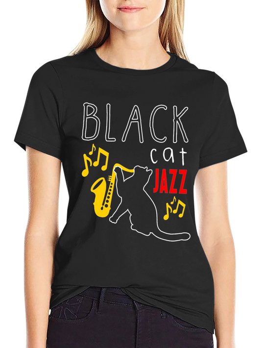 Black Cat Jazz Music T-Shirt