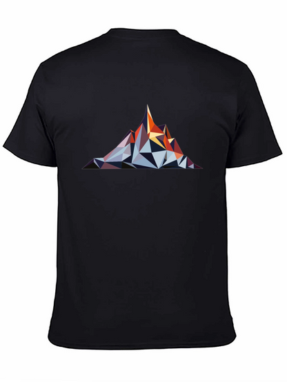 Geometric Mountain Graphic Tee - Black