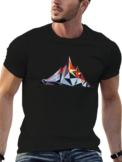 Geometric Mountain Graphic Tee - Black