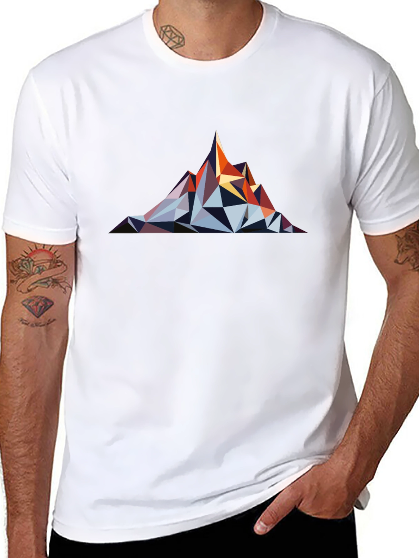 Geometric Mountain Graphic Tee - Black