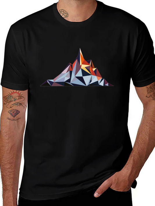 Geometric Mountain Graphic Tee - Black