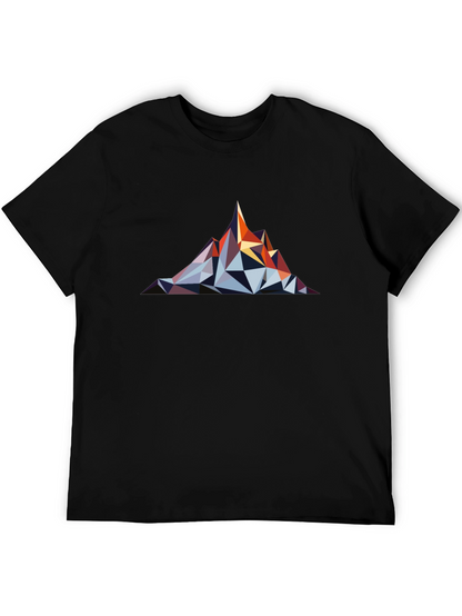 Geometric Mountain Graphic Tee - Black