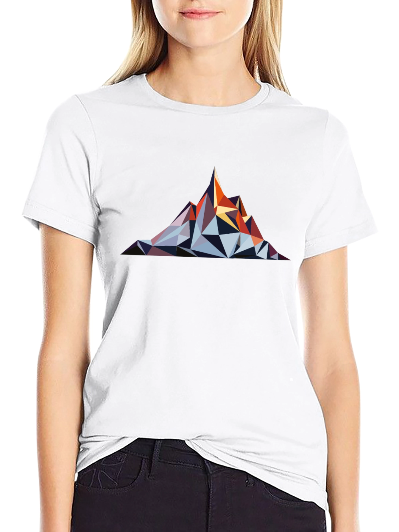 Geometric Mountain Graphic Tee - Black