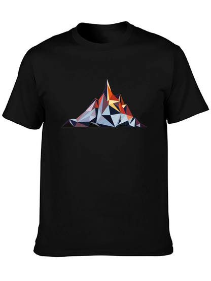 Geometric Mountain Graphic Tee - Black