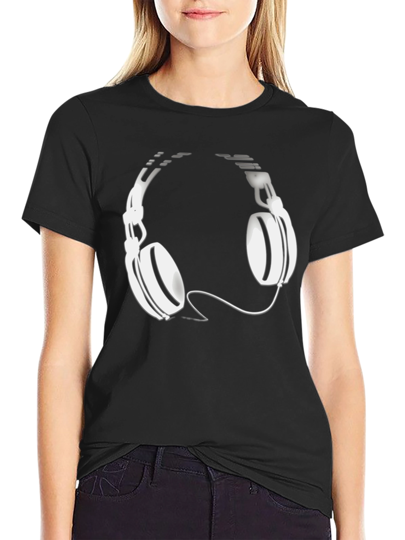 Cool Black T-Shirt with Headphone Graphic