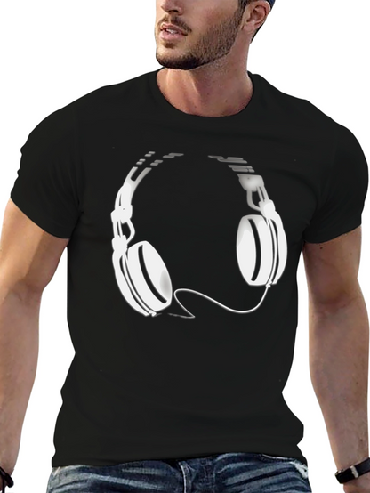 Cool Black T-Shirt with Headphone Graphic