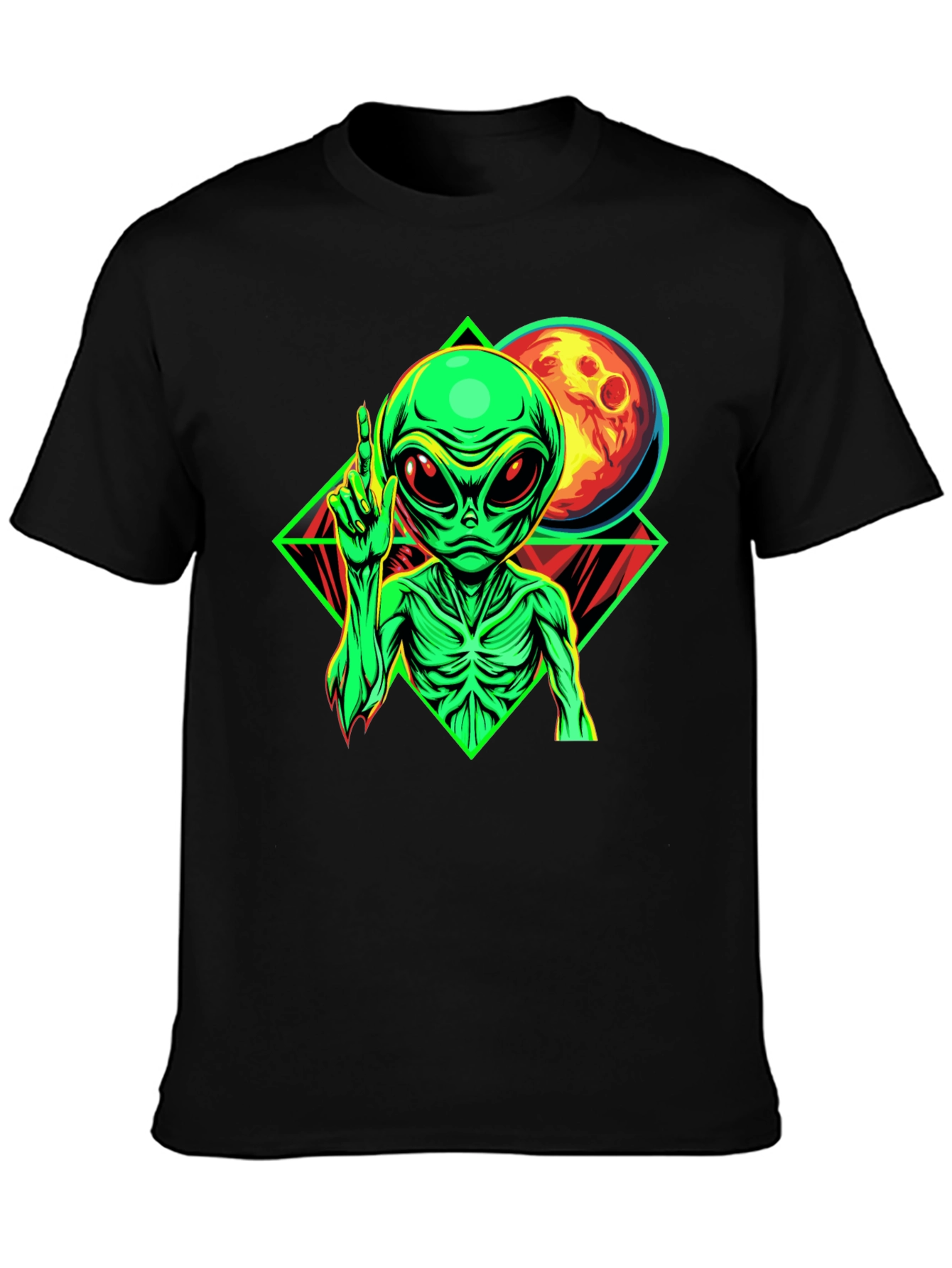 Alien Moon Graphic Black T-Shirt