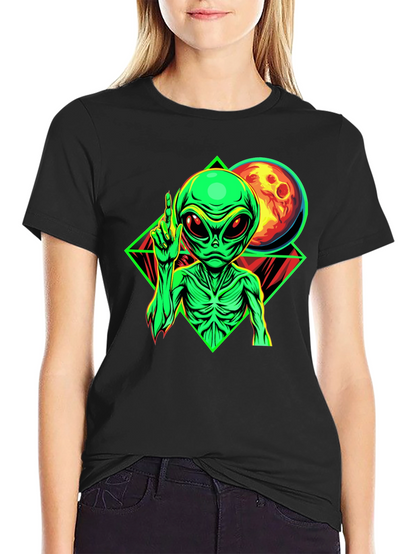 Alien Moon Graphic Black T-Shirt