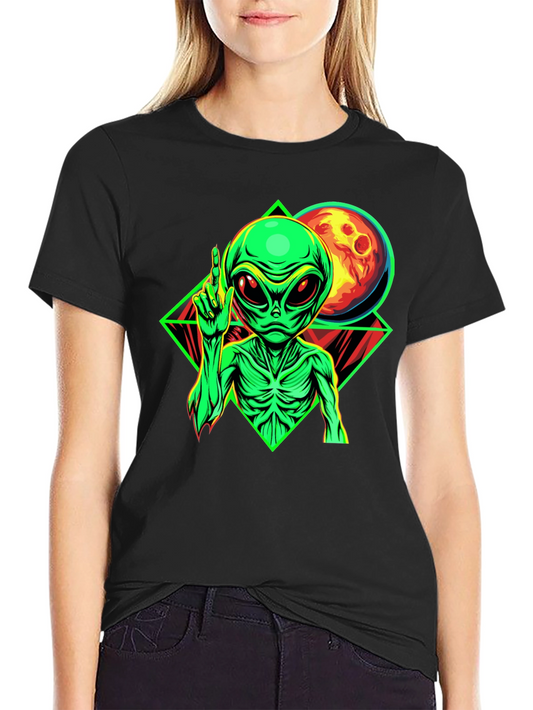 Alien Moon Graphic Black T-Shirt