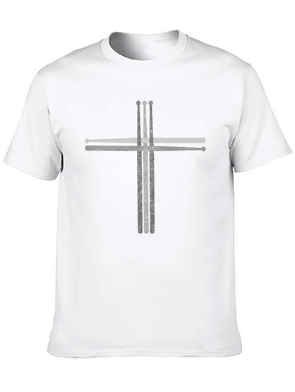 Drumsticks Cross Graphic Tee - Music Lovers T-Shirt