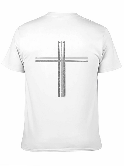 Drumsticks Cross Graphic Tee - Music Lovers T-Shirt