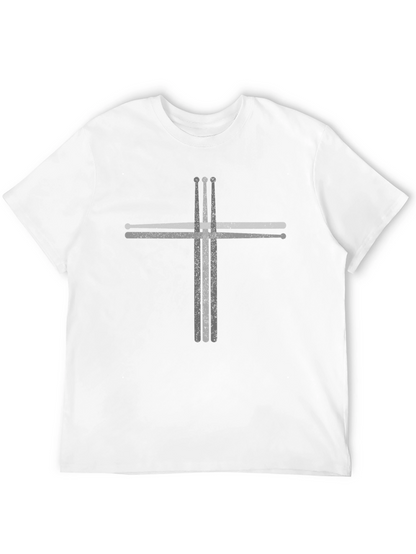 Drumsticks Cross Graphic Tee - Music Lovers T-Shirt