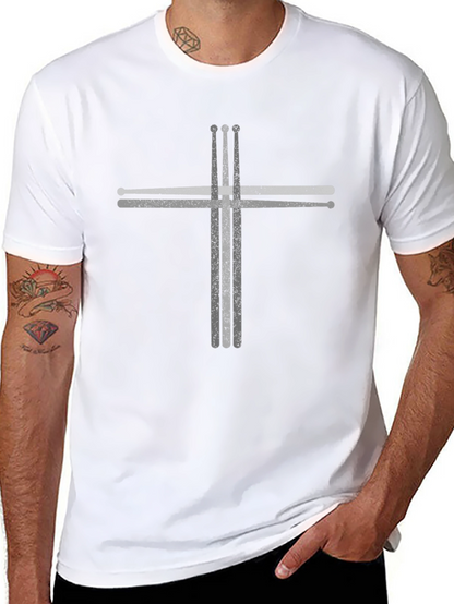 Drumsticks Cross Graphic Tee - Music Lovers T-Shirt