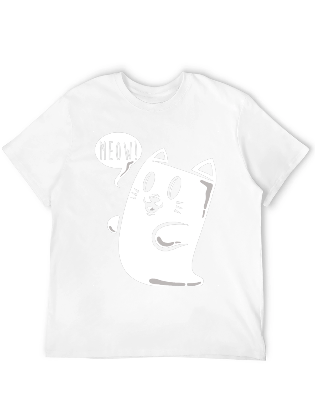 Meow Cat Graphic Tee - Funny Cartoon T-Shirt