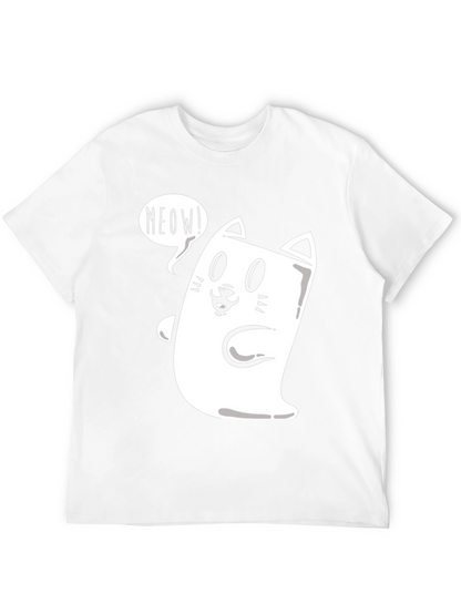 Meow Cat Graphic Tee - Funny Cartoon T-Shirt