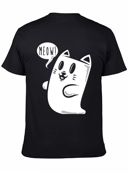 Meow Cat Graphic Tee - Funny Cartoon T-Shirt