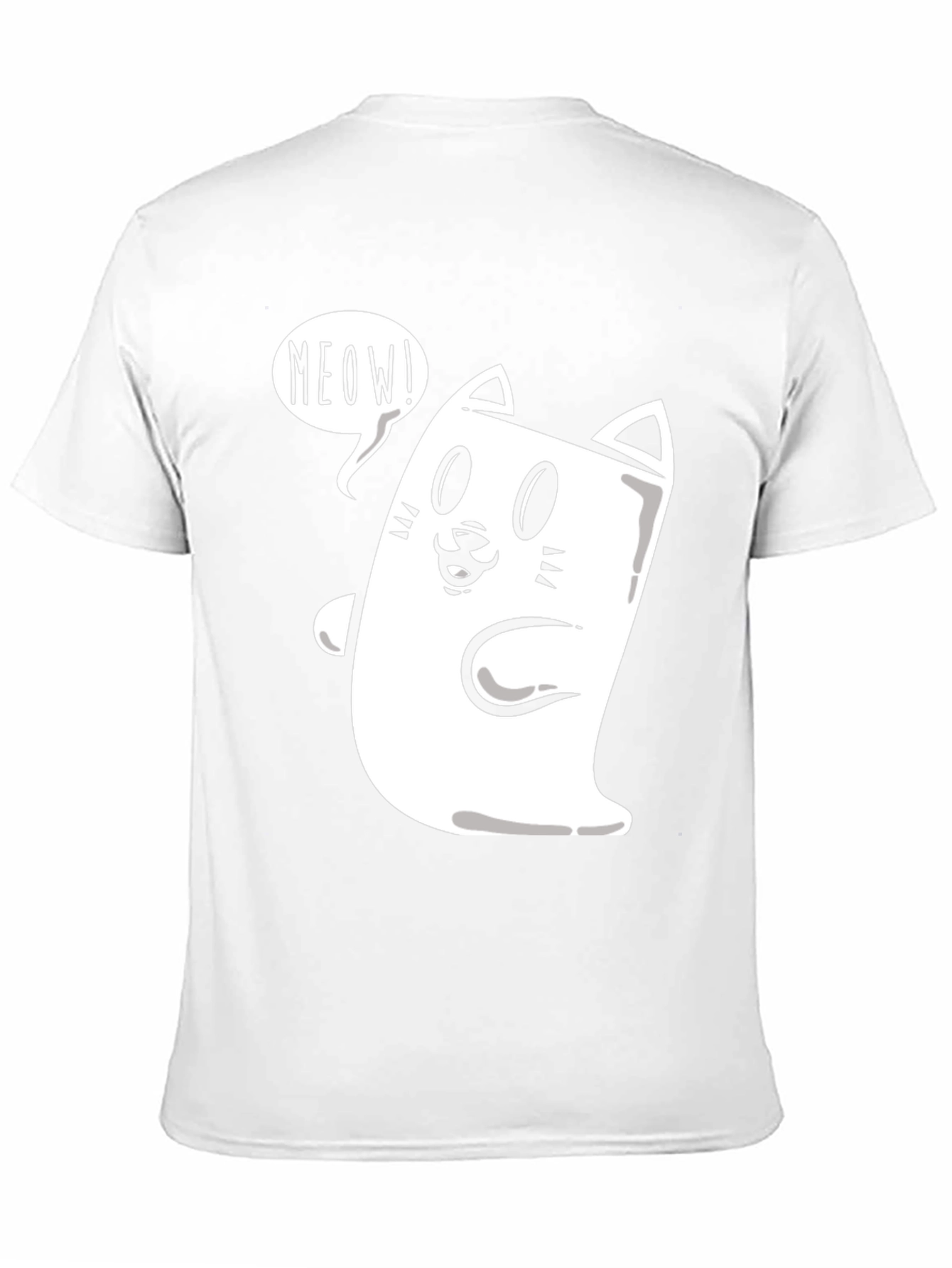 Meow Cat Graphic Tee - Funny Cartoon T-Shirt