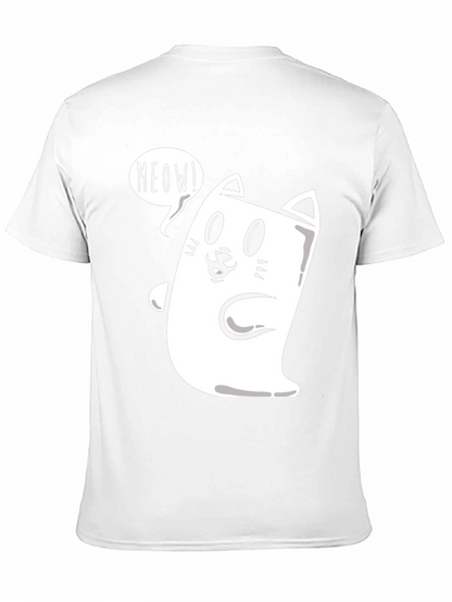 Meow Cat Graphic Tee - Funny Cartoon T-Shirt