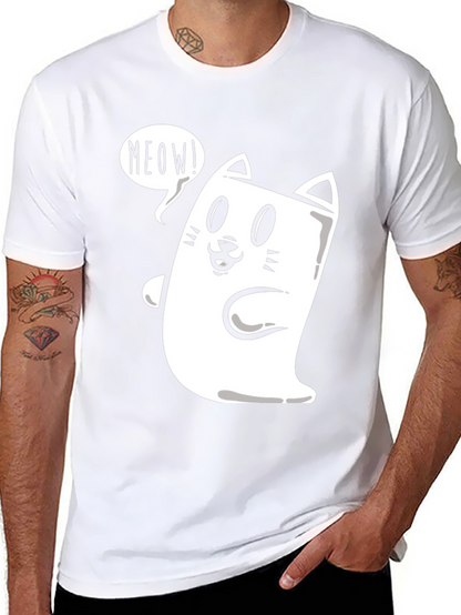 Meow Cat Graphic Tee - Funny Cartoon T-Shirt