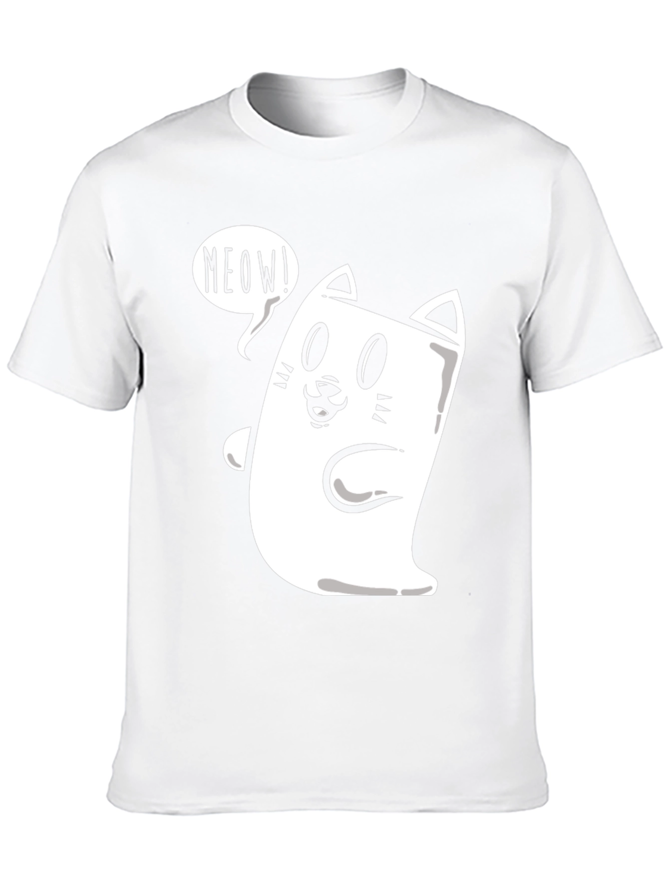 Meow Cat Graphic Tee - Funny Cartoon T-Shirt