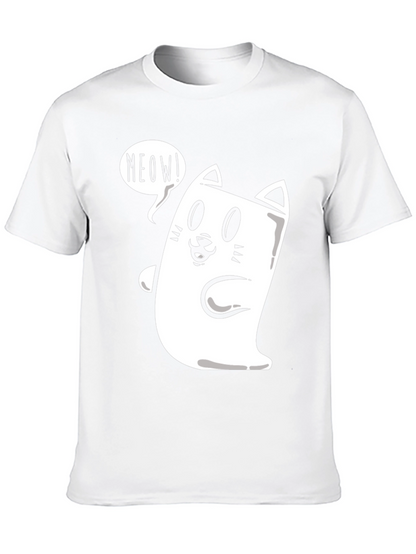 Meow Cat Graphic Tee - Funny Cartoon T-Shirt
