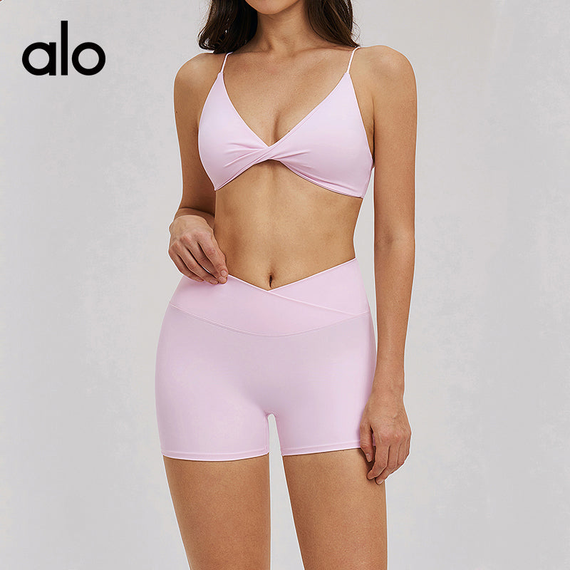 Aloyoga Bare Sensation V-neck Strappy Sexy Back Bra for Casual Sports and Fitness Yoga Underwear