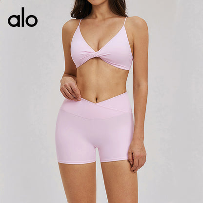 Aloyoga Bare Sensation V-neck Strappy Sexy Back Bra for Casual Sports and Fitness Yoga Underwear