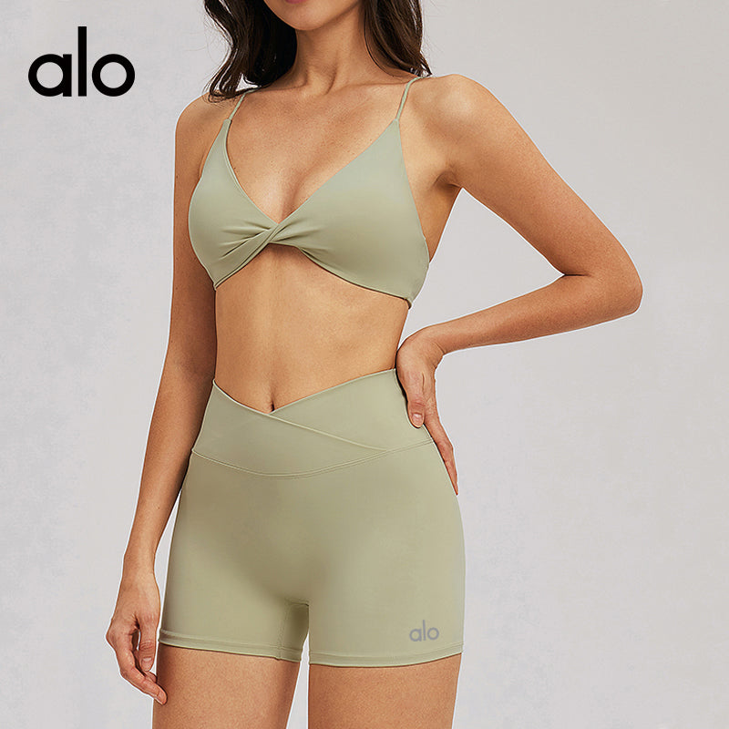 Aloyoga Bare Sensation V-neck Strappy Sexy Back Bra for Casual Sports and Fitness Yoga Underwear