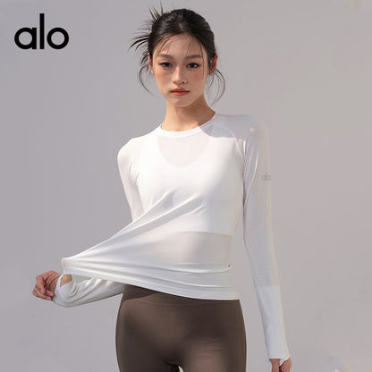 Aloyoga Casual Long-Sleeved Fitness Top - Athletic T-Shirt - Slim-Fitting and Stylish - Undergarment for Layering