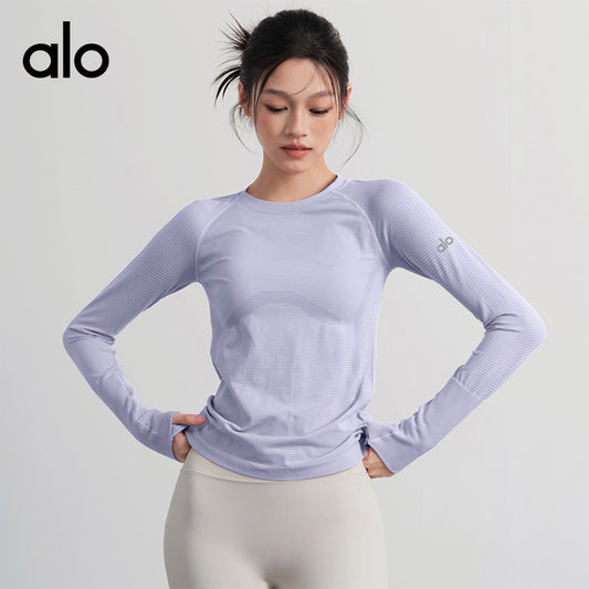 Aloyoga Casual Long-Sleeved Fitness Top - Athletic T-Shirt - Slim-Fitting and Stylish - Undergarment for Layering
