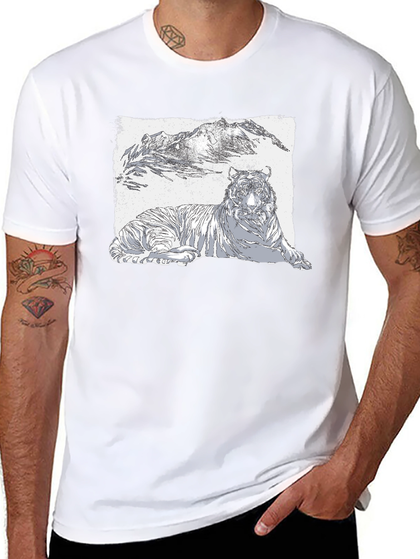 Tiger Graphic Black T-Shirt - Cool Wildlife Design