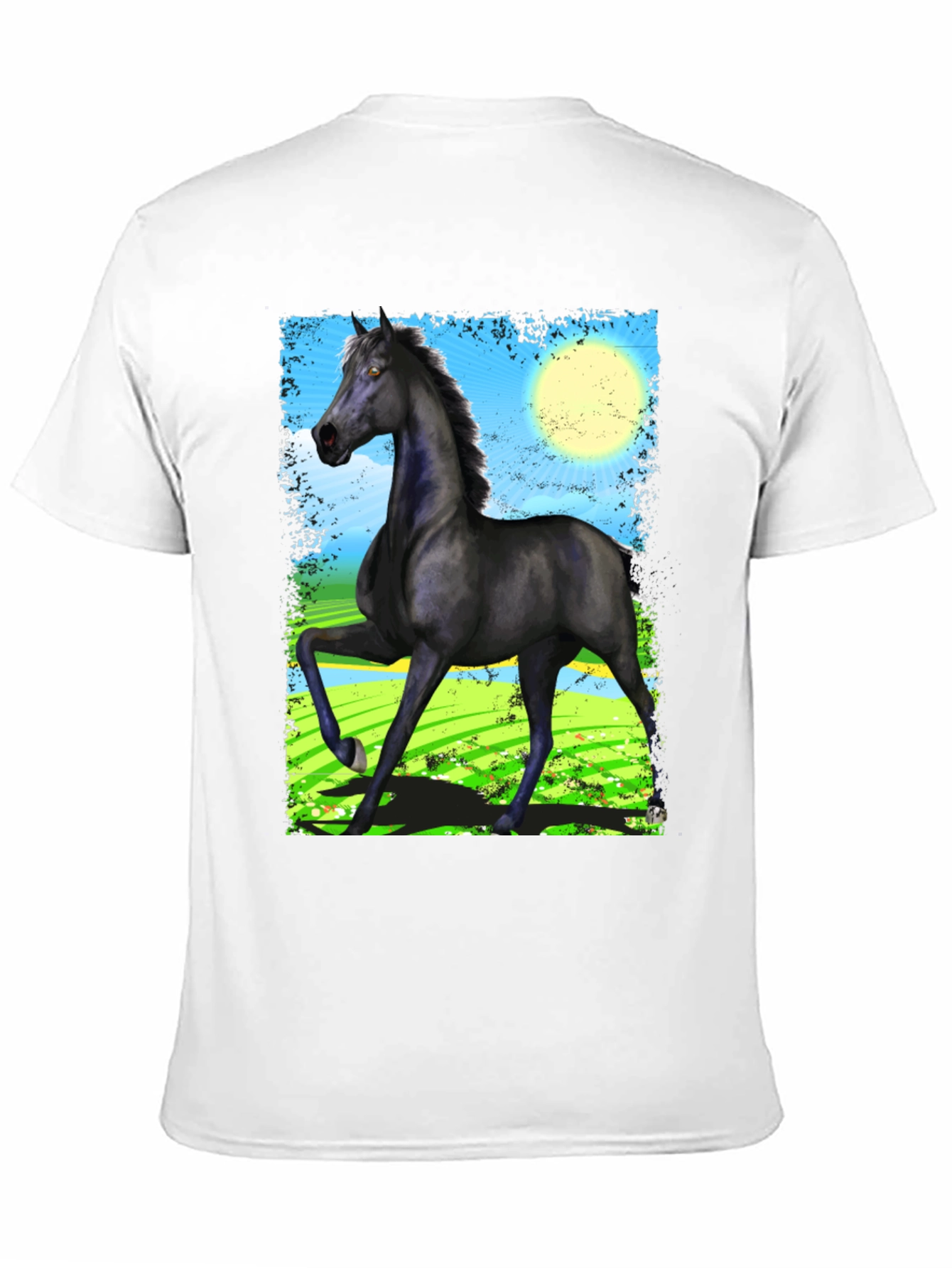 Black Horse Graphic Tee - Mens Fashion