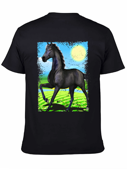 Black Horse Graphic Tee - Mens Fashion
