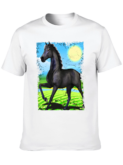 Black Horse Graphic Tee - Mens Fashion