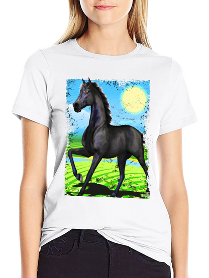 Black Horse Graphic Tee - Mens Fashion