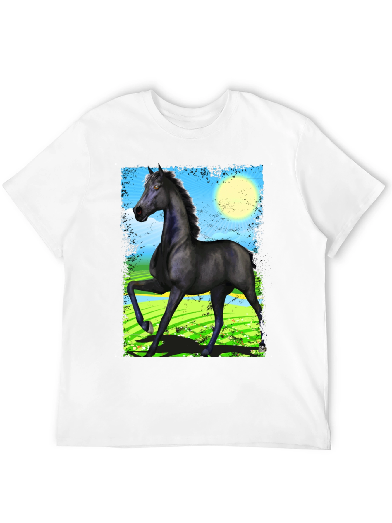 Black Horse Graphic Tee - Mens Fashion