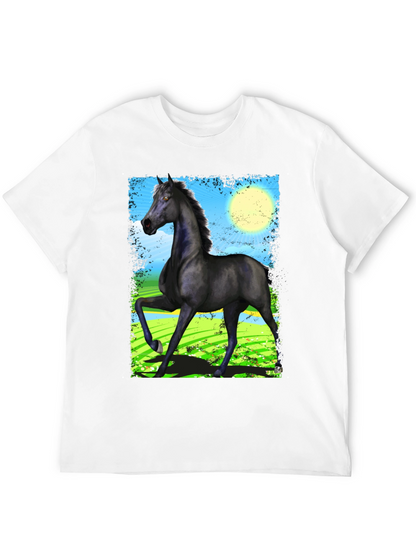 Black Horse Graphic Tee - Mens Fashion
