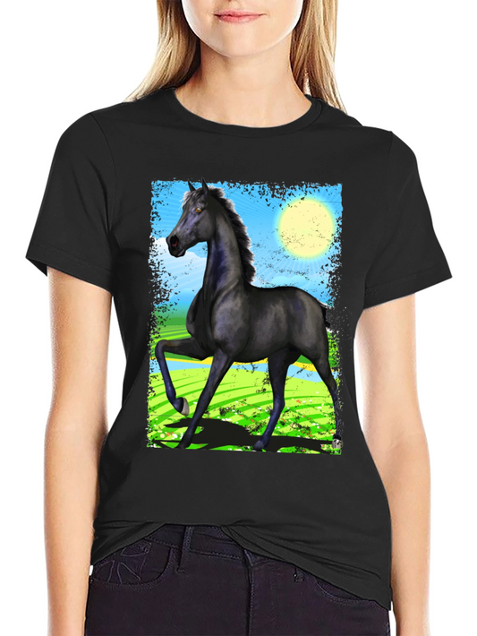 Black Horse Graphic Tee - Mens Fashion