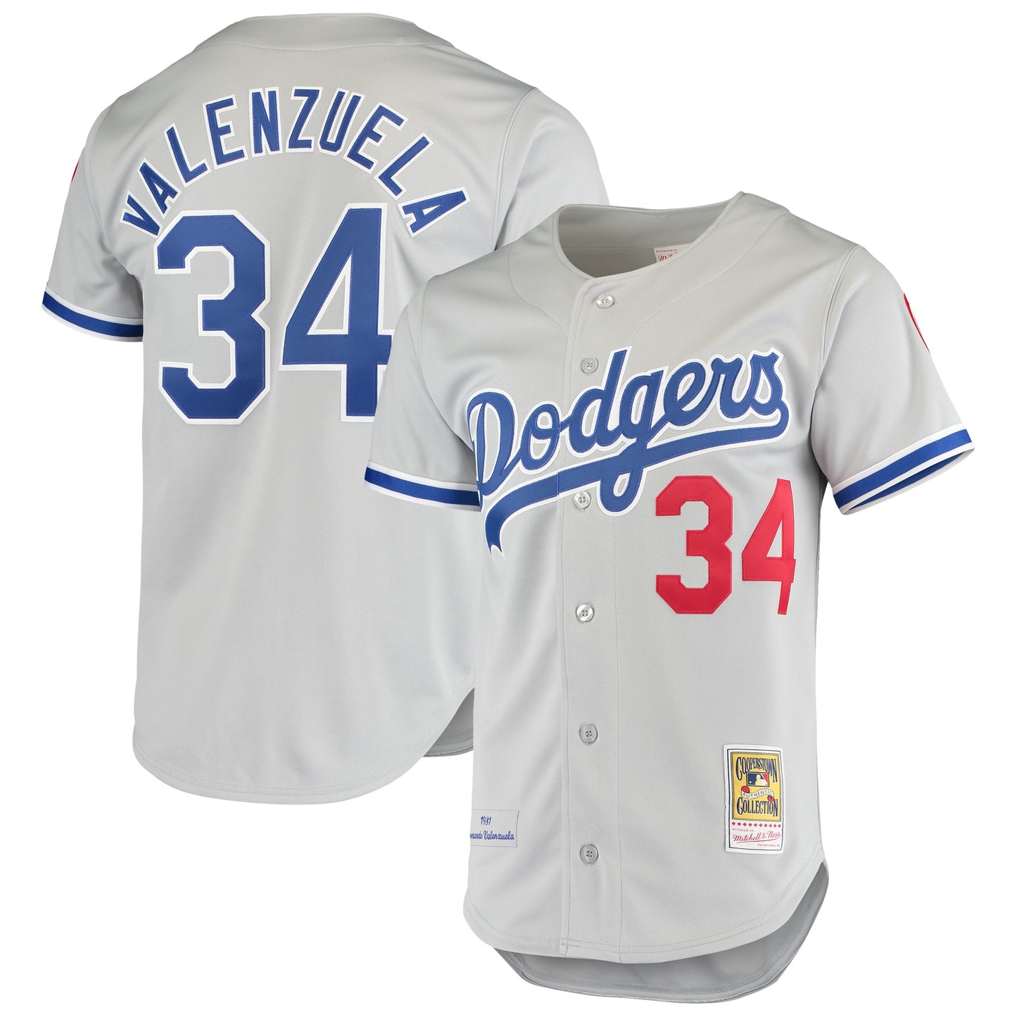 Fernando Valenzuela Los Angeles Dodgers Mitchell &amp;amp; Ness Road 1981 Cooperstown Collection Authentic Jersey - Gray