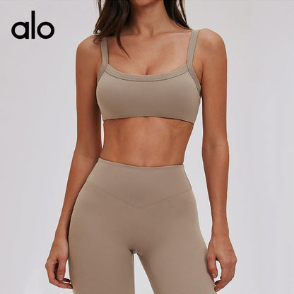 Aloyoga Bare Skin Beautiful Back Double Shoulder Strap Yoga Bra Tight Fit Fitness Underwear