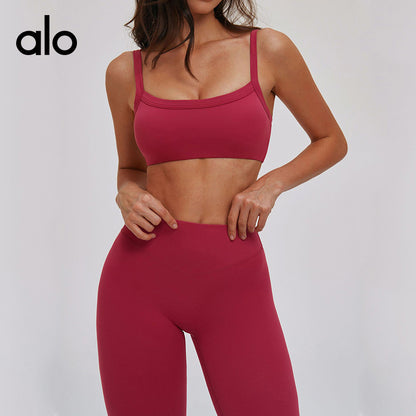 Aloyoga Bare Skin Beautiful Back Double Shoulder Strap Yoga Bra Tight Fit Fitness Underwear
