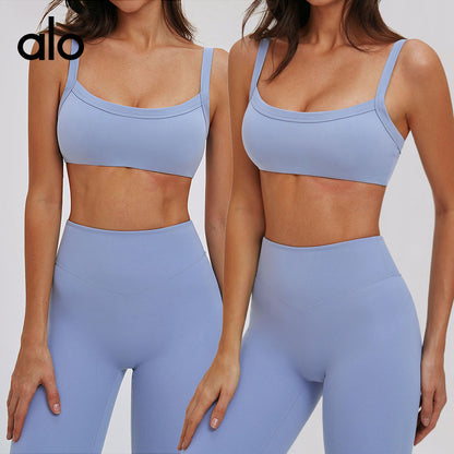 Aloyoga Bare Skin Beautiful Back Double Shoulder Strap Yoga Bra Tight Fit Fitness Underwear