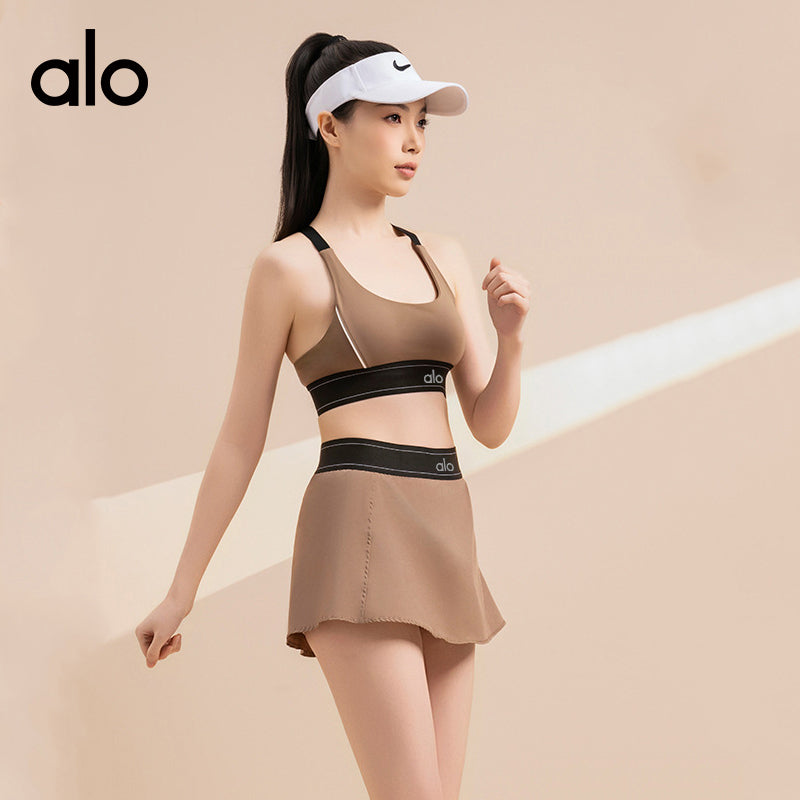 Aloyoga Back-Soothing Yoga Set - Color-Matched Tight-Fitting Sports Bra, Quick-Drying Fitness Shorts Set