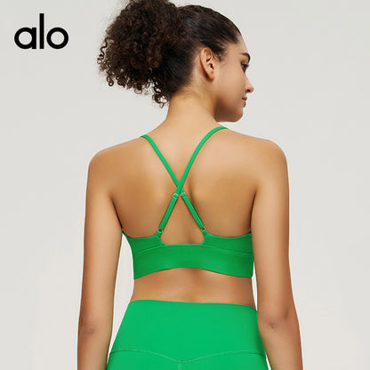 Aloyoga Stretchable Anti-Vibration Yoga Back Support Bra with Straps - Sensual Running Fitness Sexy Back Supportive Bra