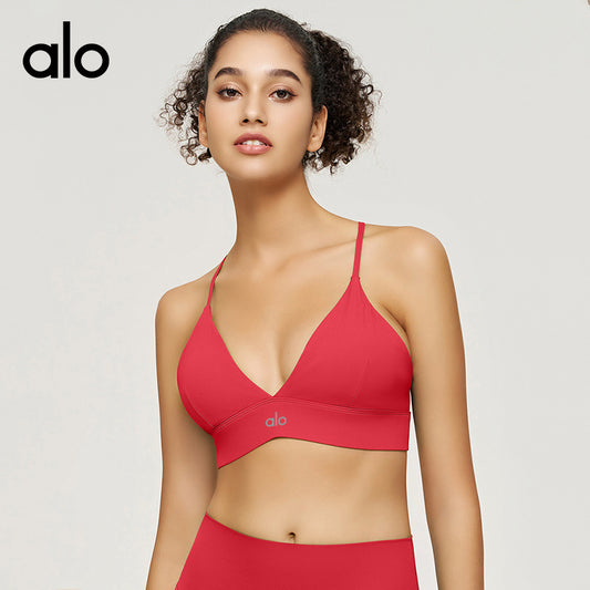 Aloyoga Stretchable Anti-Vibration Yoga Back Support Bra with Straps - Sensual Running Fitness Sexy Back Supportive Bra