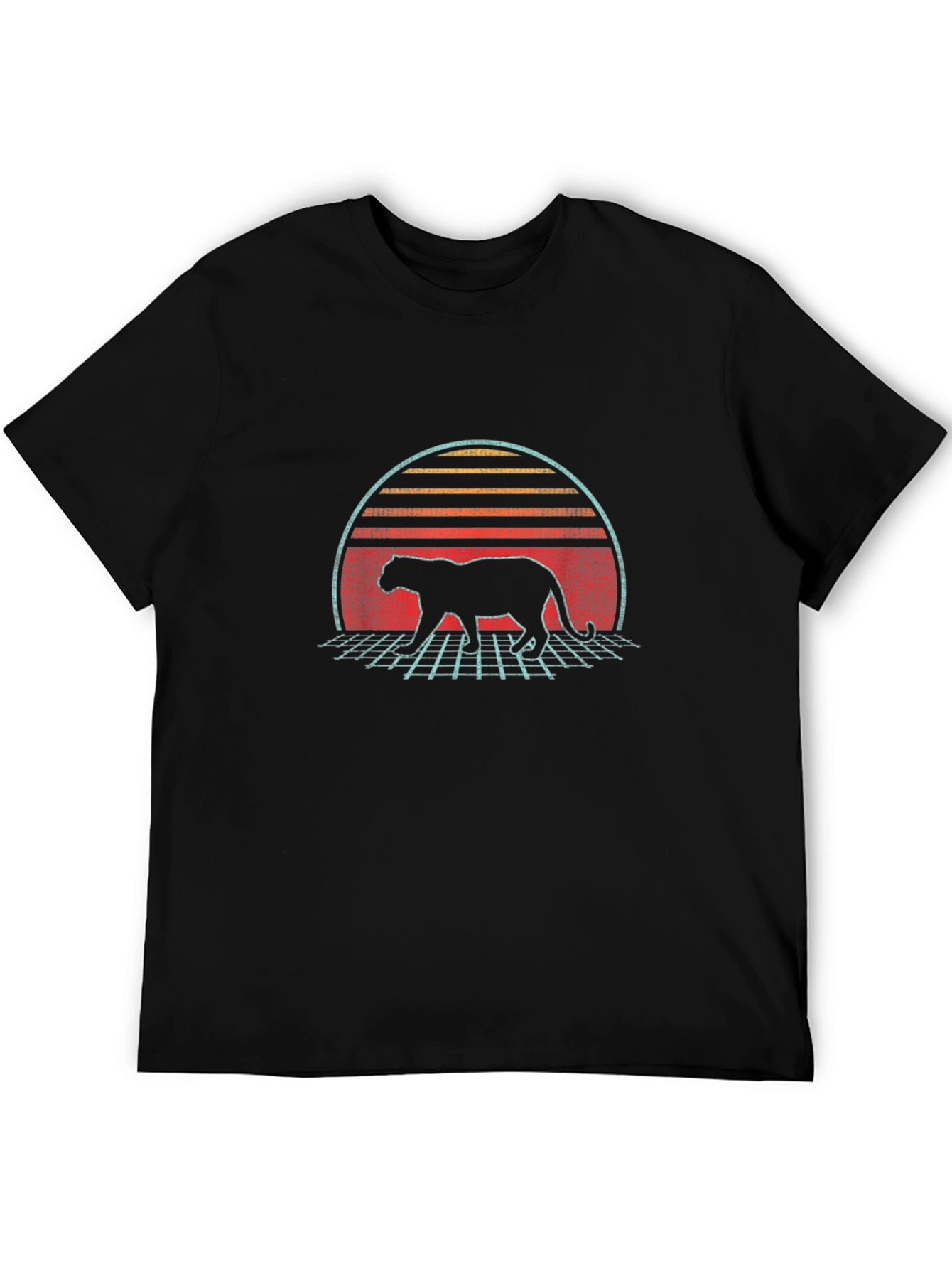 Retro Panther Graphic T-Shirt - Black