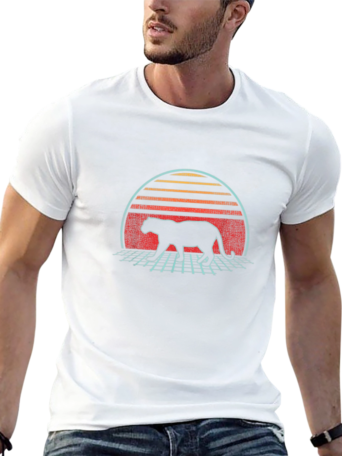Retro Panther Graphic T-Shirt - Black