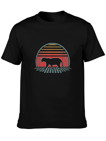 Retro Panther Graphic T-Shirt - Black