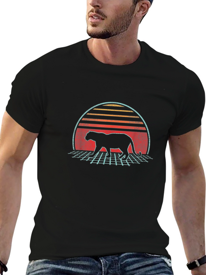 Retro Panther Graphic T-Shirt - Black
