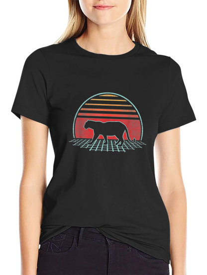 Retro Panther Graphic T-Shirt - Black